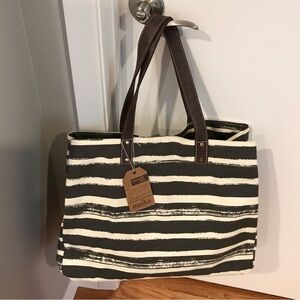 Maika Charcoal Striped Everyday Tote